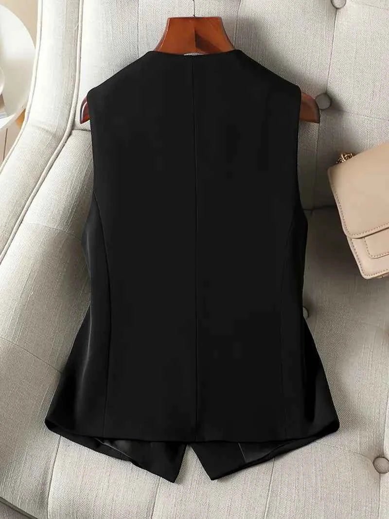 Elegante giacca da donna senza maniche con scollo a V – Gilet business Modern Fit