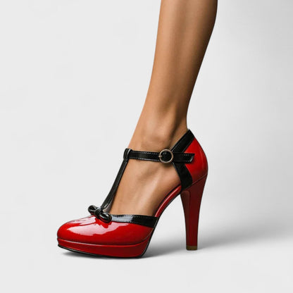 Eleganti T-Strap Pumps con Fiocco – Classici Tacchi Alti per Donne