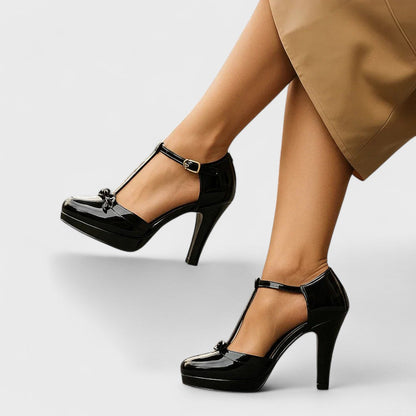 Eleganti T-Strap Pumps con Fiocco – Classici Tacchi Alti per Donne