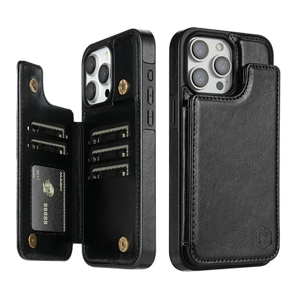 Magnoria - Borsa in pelle di lusso per smartphone con scomparti per carte, area foto e chiusura magnetica