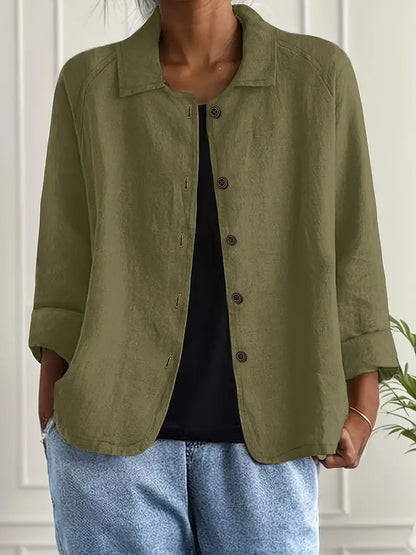 Blusa leggera in lino con bottoni e taglio morbido per donne – Traspirante ed Elegante
