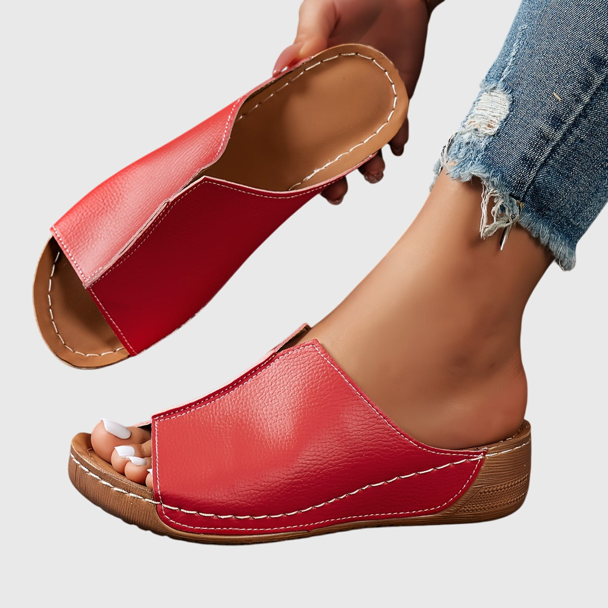 Comode ciabatte da donna con zeppa – Leggeri pantofoli estivi per la vita quotidiana e il comfort