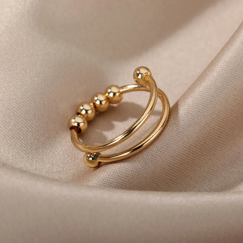 Anello a sfera minimalista per donne – Anello d'oro regolabile dal design moderno