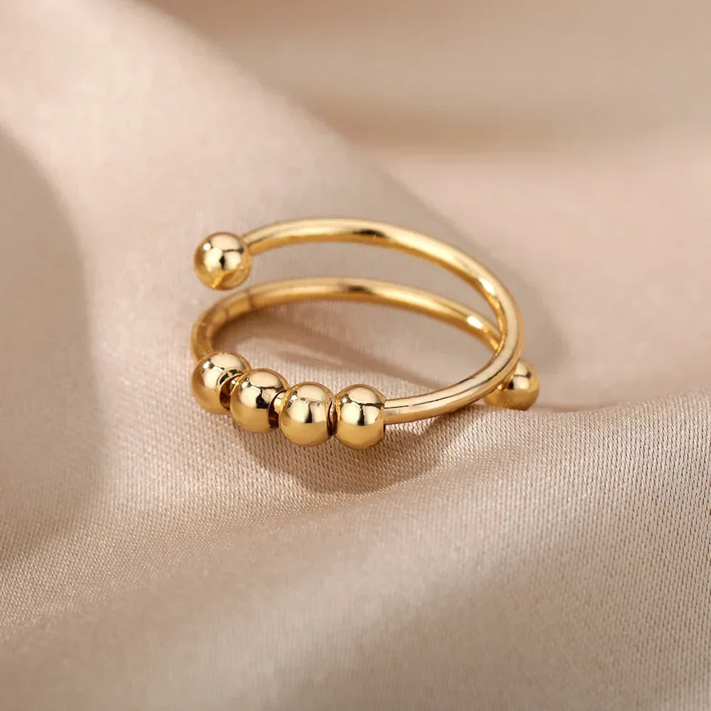 Anello a sfera minimalista per donne – Anello d'oro regolabile dal design moderno