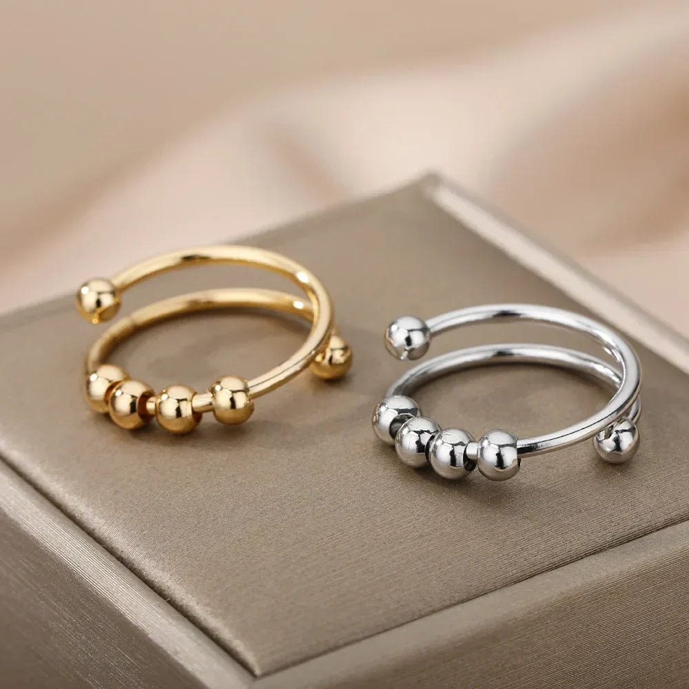 Anello a sfera minimalista per donne – Anello d'oro regolabile dal design moderno