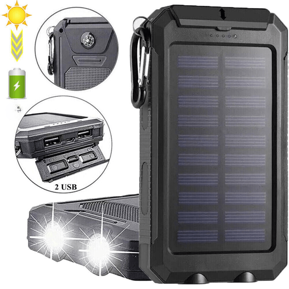SolaMax - Batteria Solare 10 000 mAh – Impermeabile e Resistente agli Urti – Ricaricabile tramite Sole