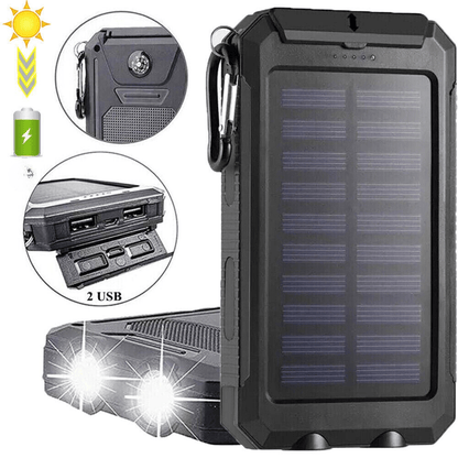 SolaMax - Batteria Solare 10 000 mAh – Impermeabile e Resistente agli Urti – Ricaricabile tramite Sole