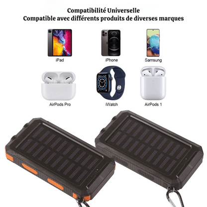 SolaMax - Batteria Solare 10 000 mAh – Impermeabile e Resistente agli Urti – Ricaricabile tramite Sole