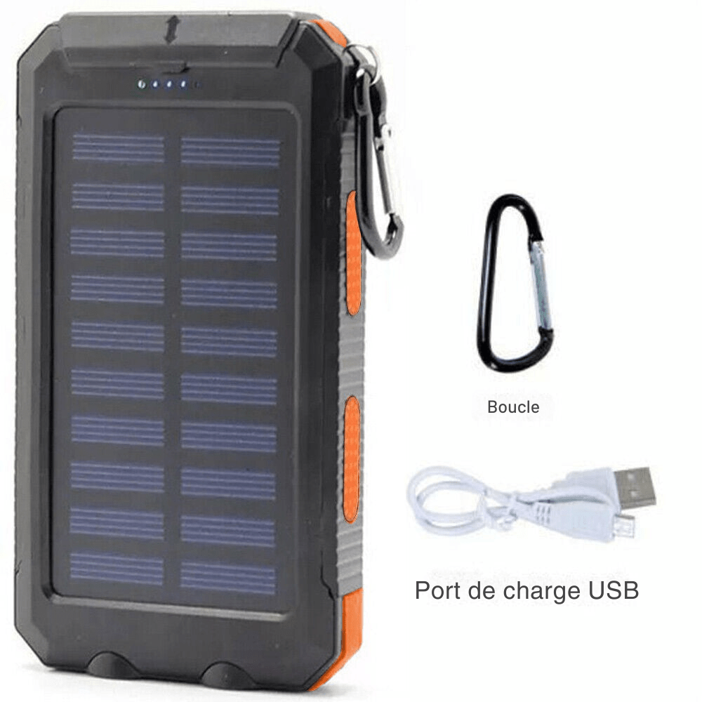 SolaMax - Batteria Solare 10 000 mAh – Impermeabile e Resistente agli Urti – Ricaricabile tramite Sole