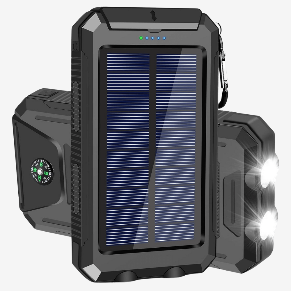 SolaMax - Batteria Solare 10 000 mAh – Impermeabile e Resistente agli Urti – Ricaricabile tramite Sole