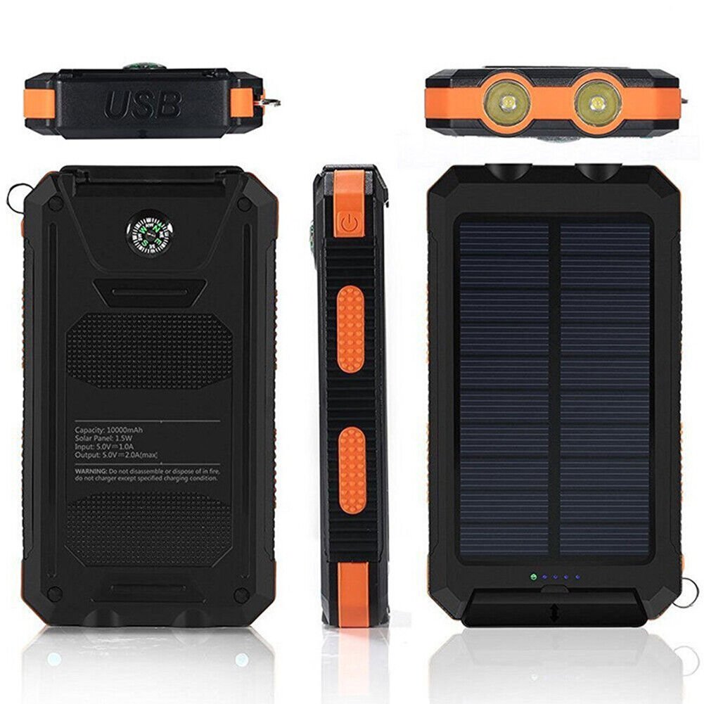 SolaMax - Batteria Solare 10 000 mAh – Impermeabile e Resistente agli Urti – Ricaricabile tramite Sole