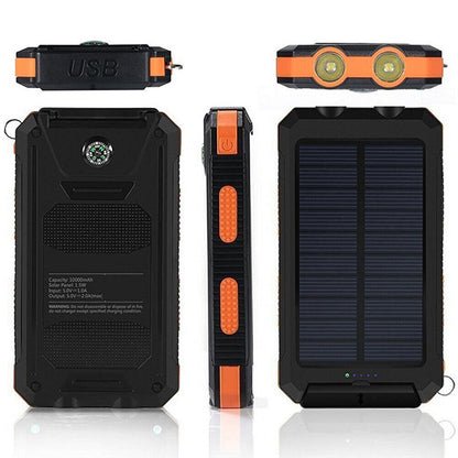 SolaMax - Batteria Solare 10 000 mAh – Impermeabile e Resistente agli Urti – Ricaricabile tramite Sole