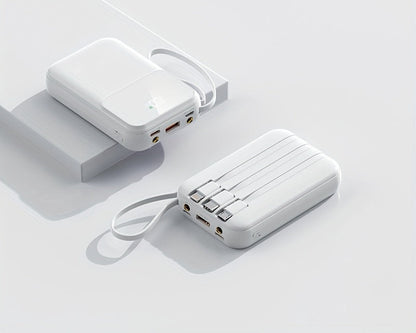 Powerbank compatta da 10000mAh con 4 cavi integrati – Caricabatterie veloce con display digitale