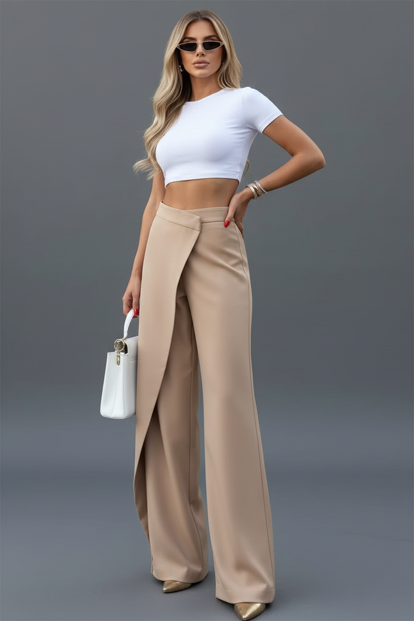 Elegante Pantaloni Palazzo a Vita Alta per Donne – Fluidos e Snellenti