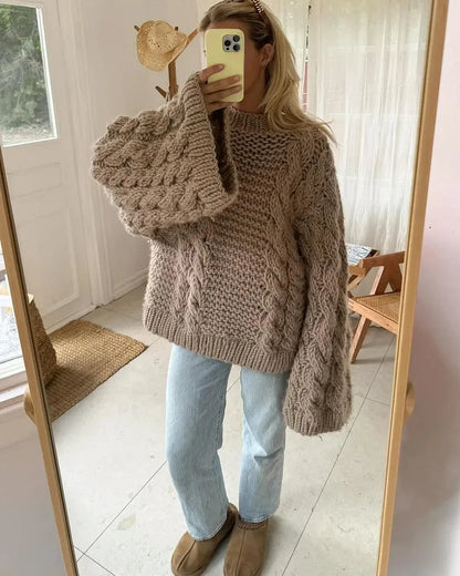 Marguerite - Abito oversize in maglia elegante con maniche lunghe e ampie per la primavera e l'autunno per donne