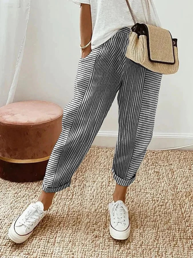 Look estivo casual per donne Pantaloni a righe con taglio morbido e vestibilità comoda