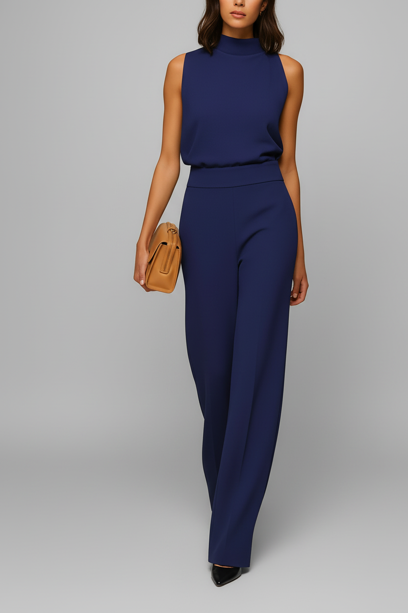 Elegante Jumpsuit per Donne – Senza Maniche & Snellente in Design Fluido