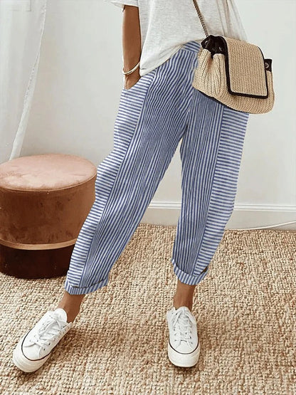 Look estivo casual per donne Pantaloni a righe con taglio morbido e vestibilità comoda