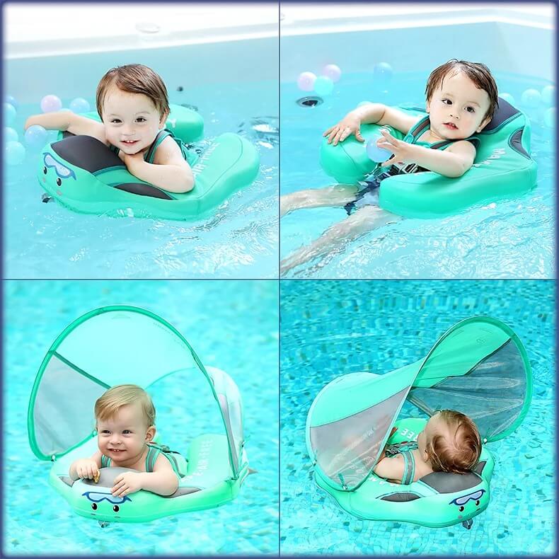 Aquivie - Bracciale da nuoto per bambini BabySwim con cappuccio di sicurezza per nuotare in acqua in sicurezza - Estate