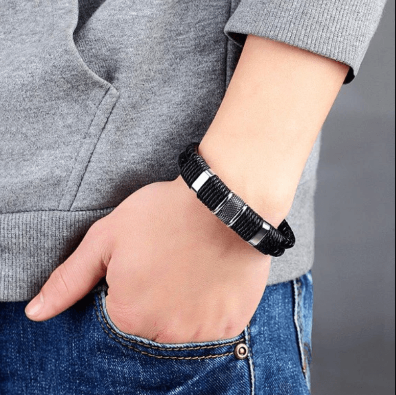 Bravura - Bracciale in pelle intrecciata