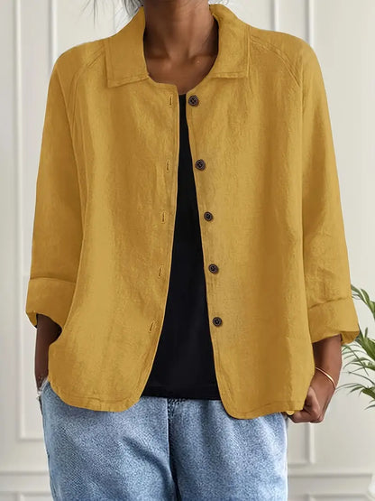 Blusa leggera in lino con bottoni e taglio morbido per donne – Traspirante ed Elegante