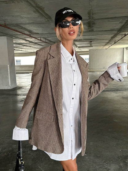 Florélie - Elegante Blazer Lungo Beige per Donne | Business Casual – Giacca Perfetta per la Primavera