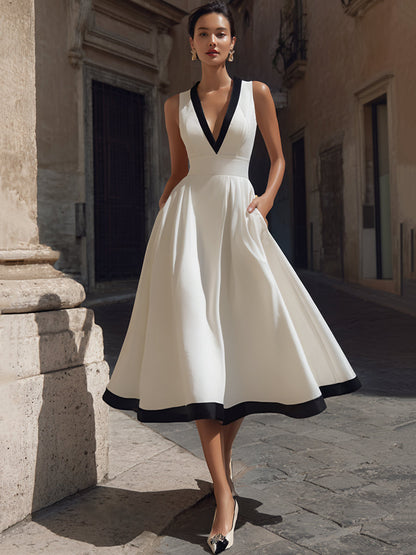 abito midi donna con scollo a V