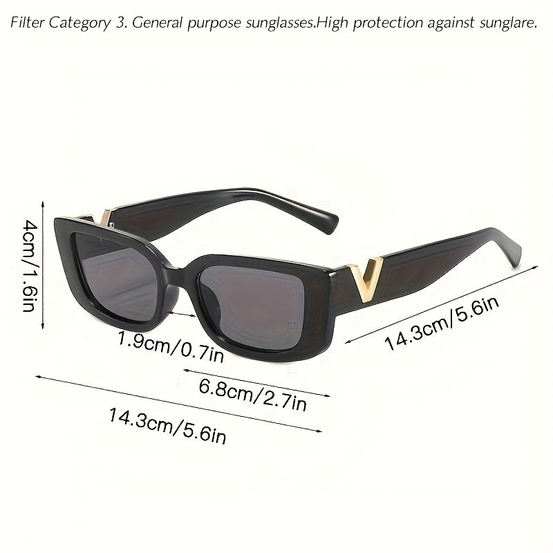 Occhiali da sole retro slim con protezione UV per donne – Eleganti occhiali statement con dettaglio in metallo