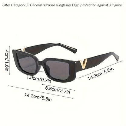 Occhiali da sole retro slim con protezione UV per donne – Eleganti occhiali statement con dettaglio in metallo