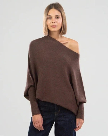 Rosalie - Maglione oversize lussuoso in cashmere con spalle scoperte per la primavera