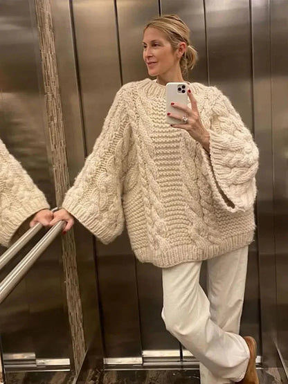 Marguerite - Abito oversize in maglia elegante con maniche lunghe e ampie per la primavera e l'autunno per donne