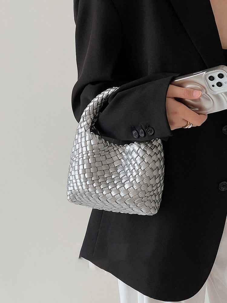 Mini borsa a spalla intrecciata per donne – Elegante borsa a tracolla dallo stile moderno
