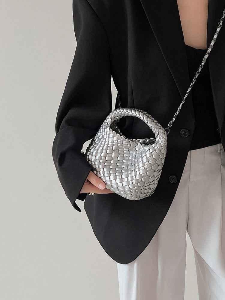 Mini borsa a spalla intrecciata per donne – Elegante borsa a tracolla dallo stile moderno