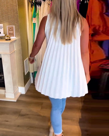 Lyséa - Blusa Lunga Senza Maniche, Leggera ed Elegante per Primavera e Estate, per Donne