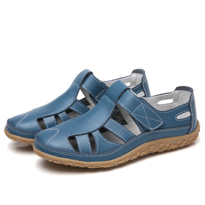 Sandali in pelle comodi con chiusura in velcro – Scarpe estive traspiranti per donne