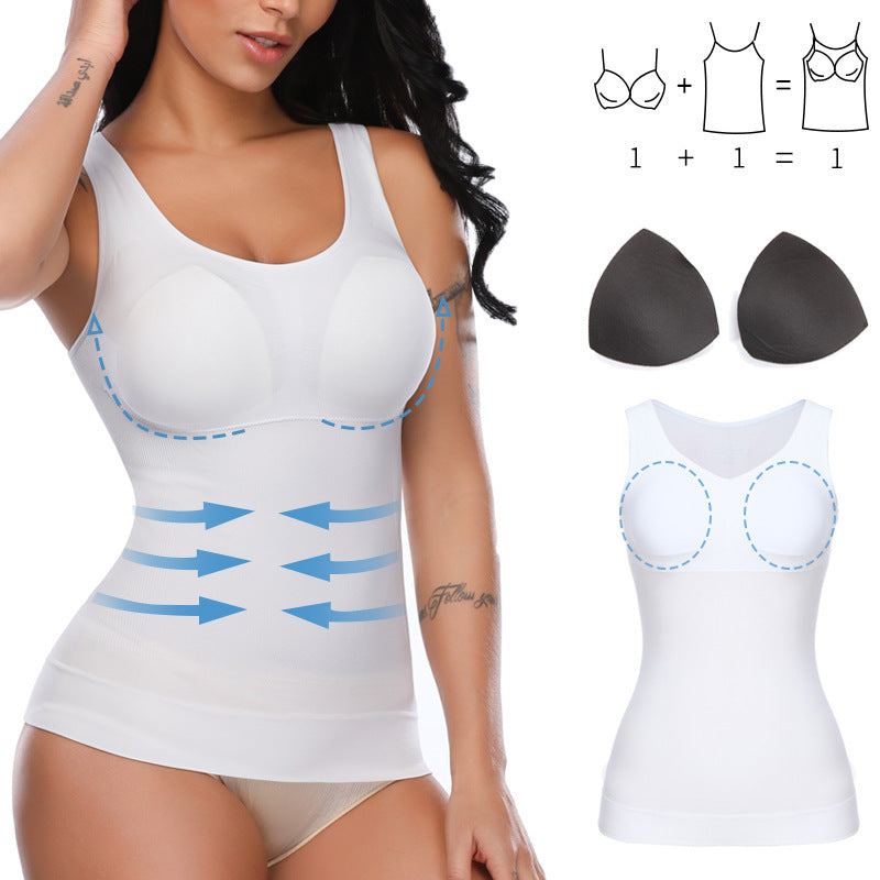 Top modellante in shapewear con reggiseno integrato e controllo della pancia per donne