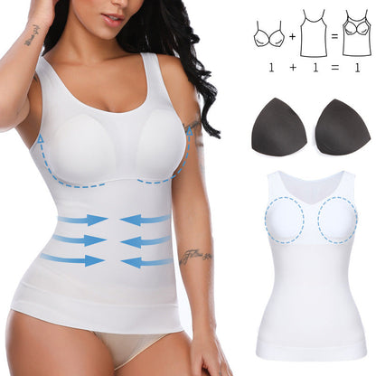 Top modellante in shapewear con reggiseno integrato e controllo della pancia per donne