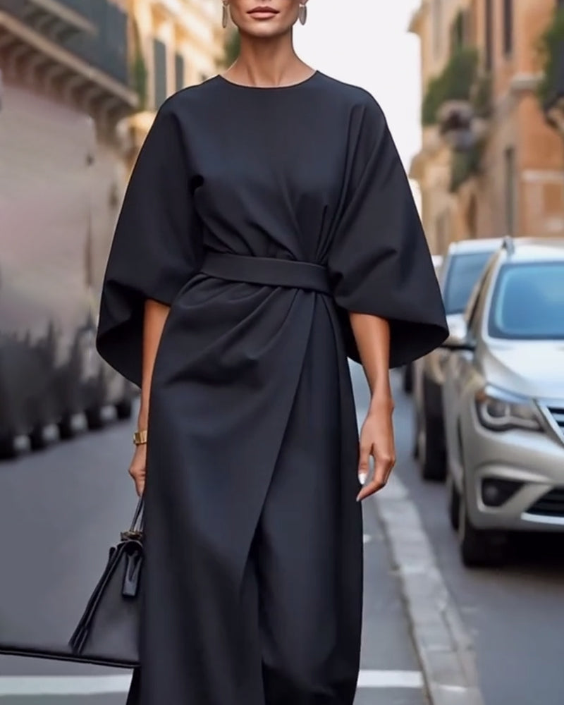 abito midi elegante maniche kimono Soléïna