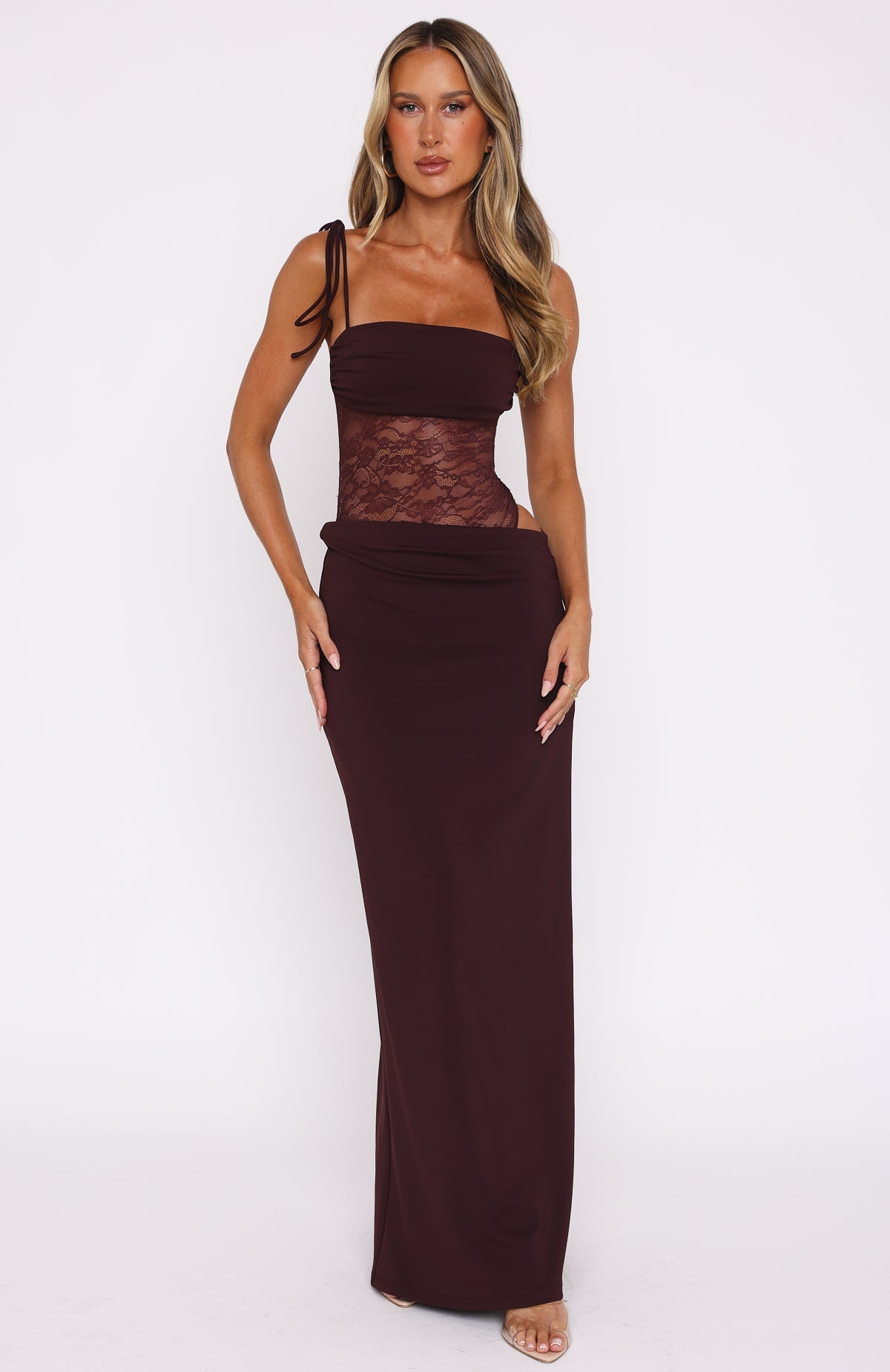 Pauline - Maxidress per donne, estate, maglia a coste, leggero e ultra-fluente, con spalline sottili, schiena scoperta, scollatura a V e doppenti spacchi laterali