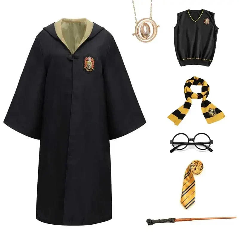 Mantello Magico da Mago per Bambini – Costume di Hogwarts con Bacchetta Magica e Accessori