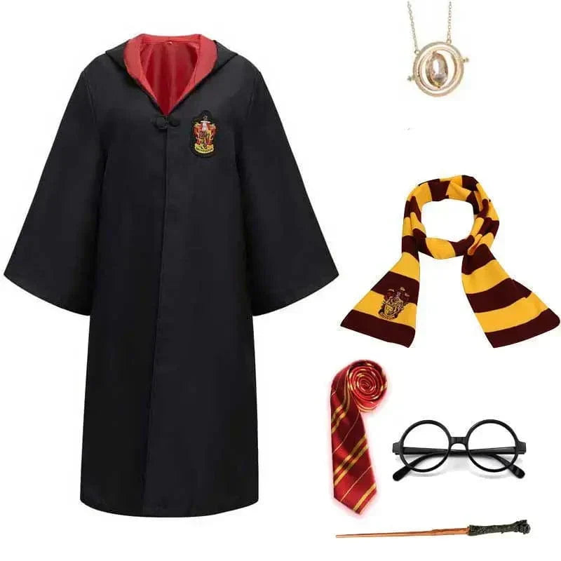 Mantello Magico da Mago per Bambini – Costume di Hogwarts con Bacchetta Magica e Accessori