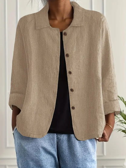 Blusa leggera in lino con bottoni e taglio morbido per donne – Traspirante ed Elegante