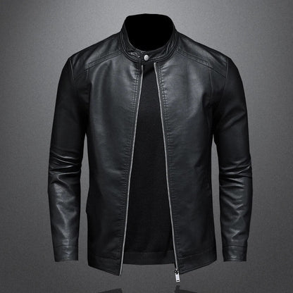Isidore - Giacca di pelle nera classica per uomo con zip