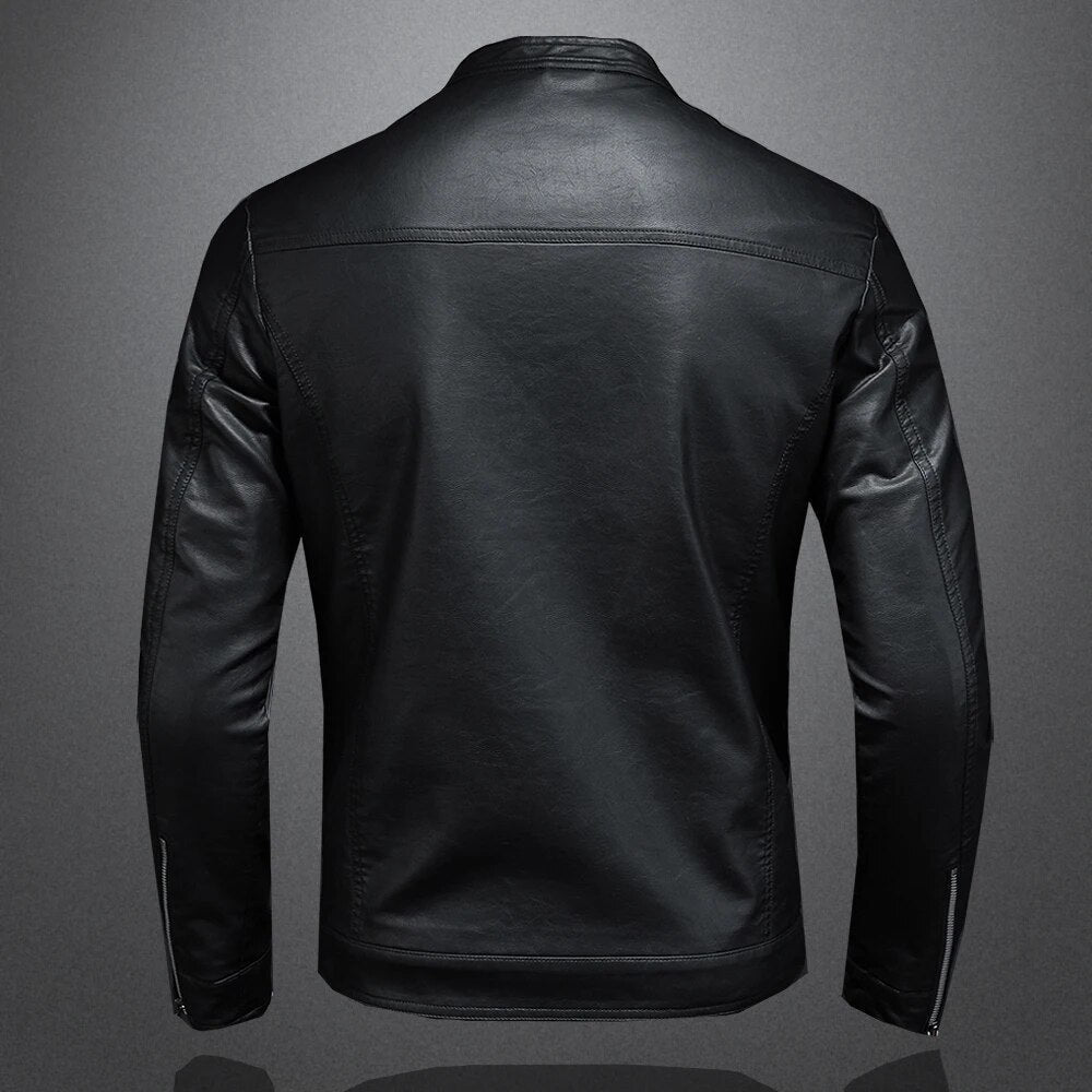 Isidore - Giacca di pelle nera classica per uomo con zip