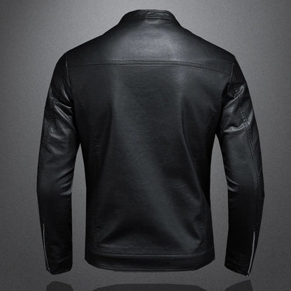 Isidore - Giacca di pelle nera classica per uomo con zip