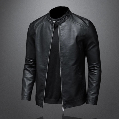 Isidore - Giacca di pelle nera classica per uomo con zip
