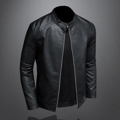 Isidore - Giacca di pelle nera classica per uomo con zip