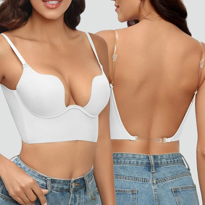 Reggiseno Push-Up senza schienale per donne con spalline trasparenti – Supporto invisibile e comfort