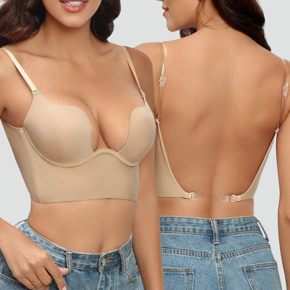 Reggiseno Push-Up senza schienale per donne con spalline trasparenti – Supporto invisibile e comfort