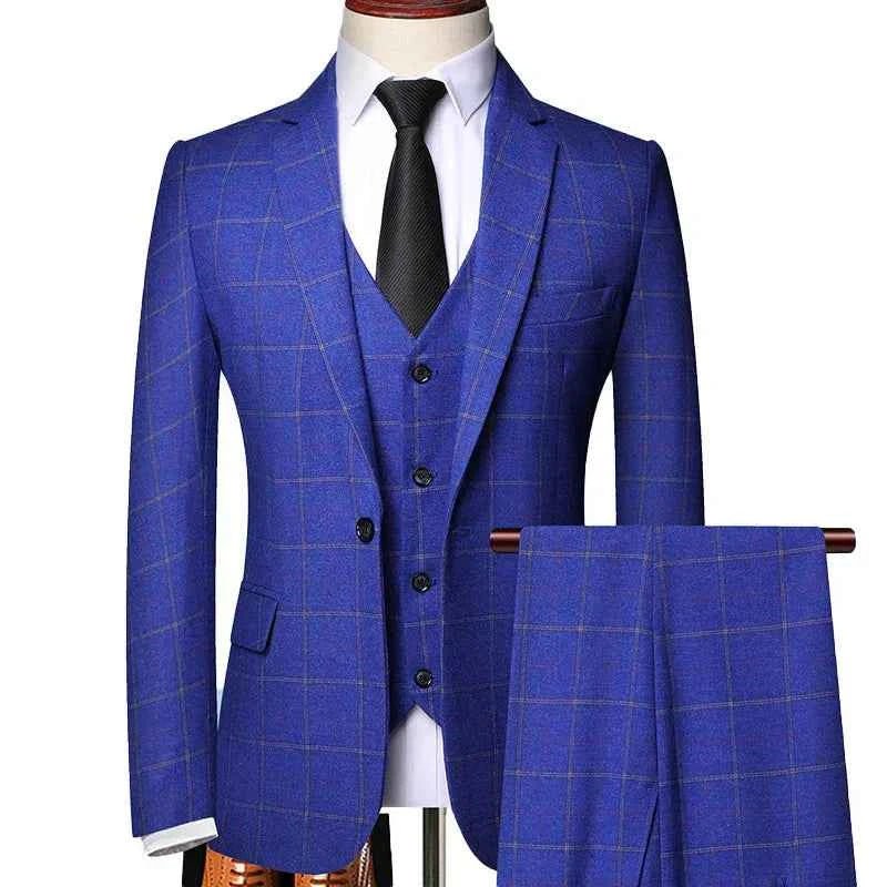 Elegante completo da uomo 3 pezzi a quadri – Completo business e da cerimonia slim fit
